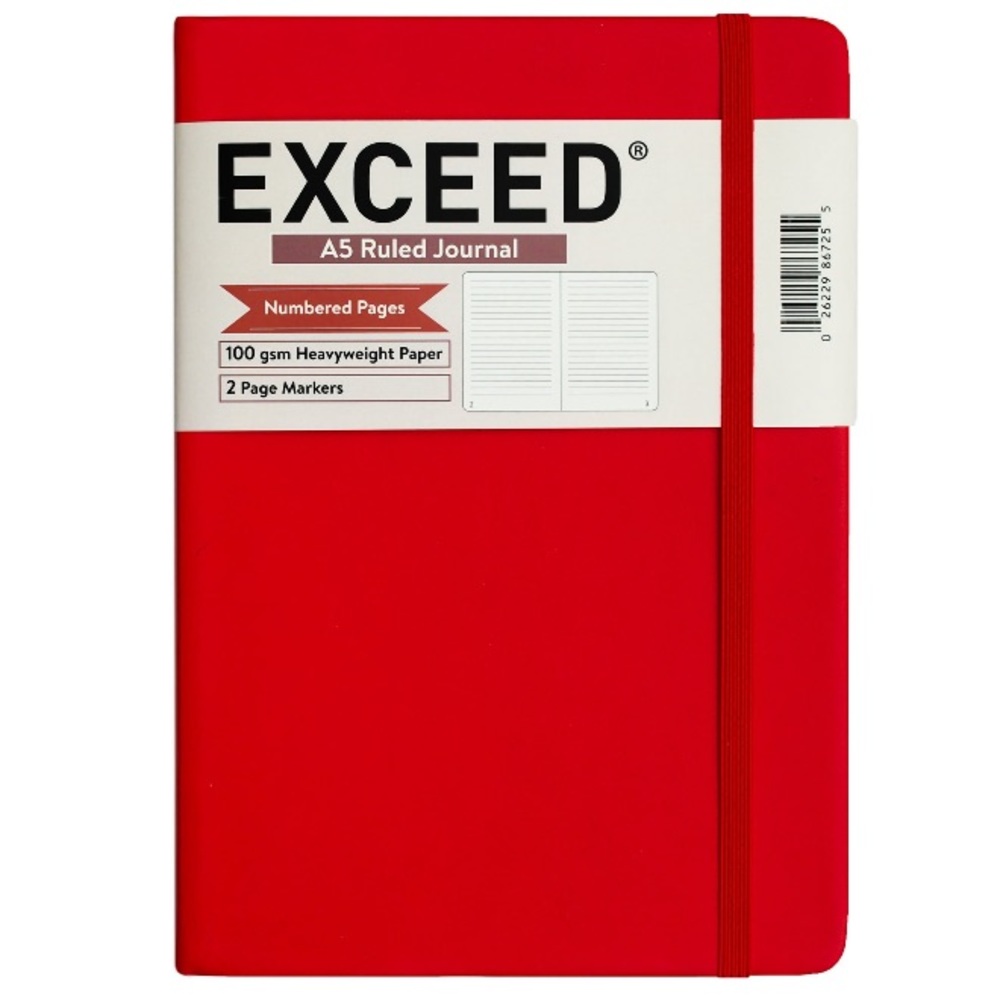 Exceed A5 Ruled Journal, Red, 120 sheets